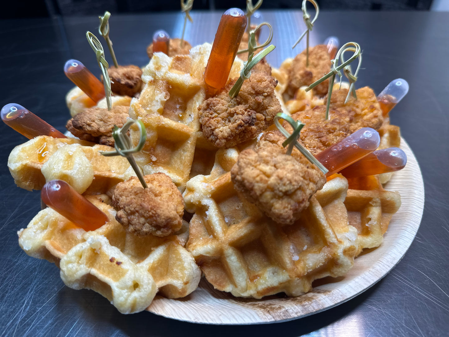 Petite Chicken & Waffles Skewers