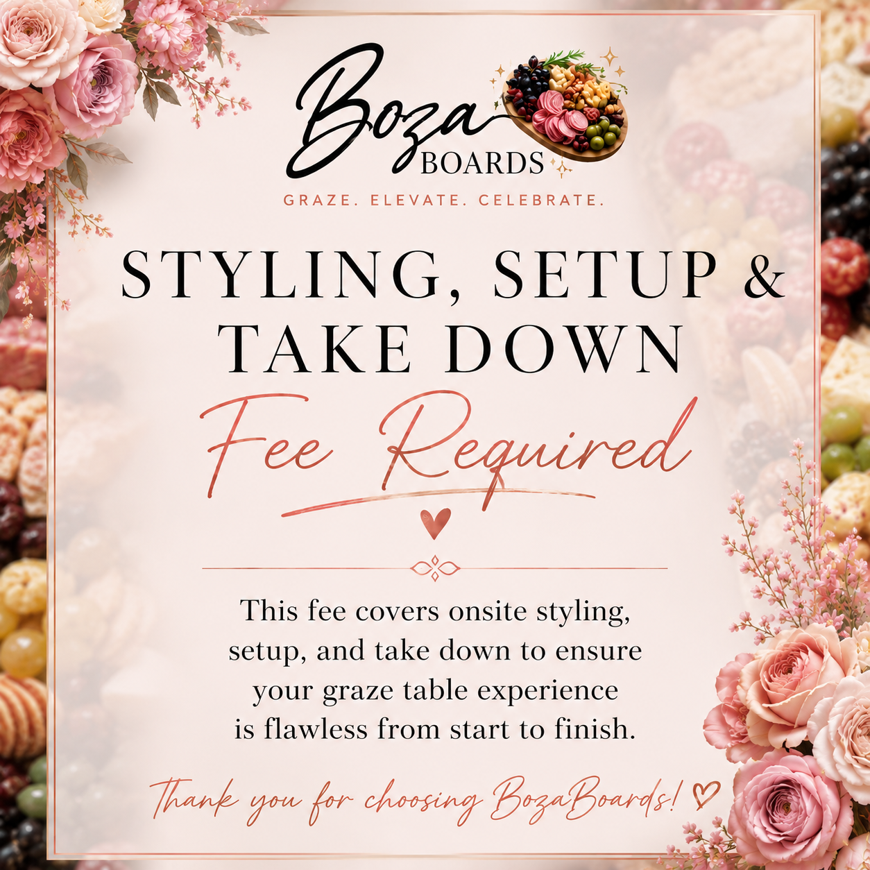 Styling, Setup & Take Down Fee Required