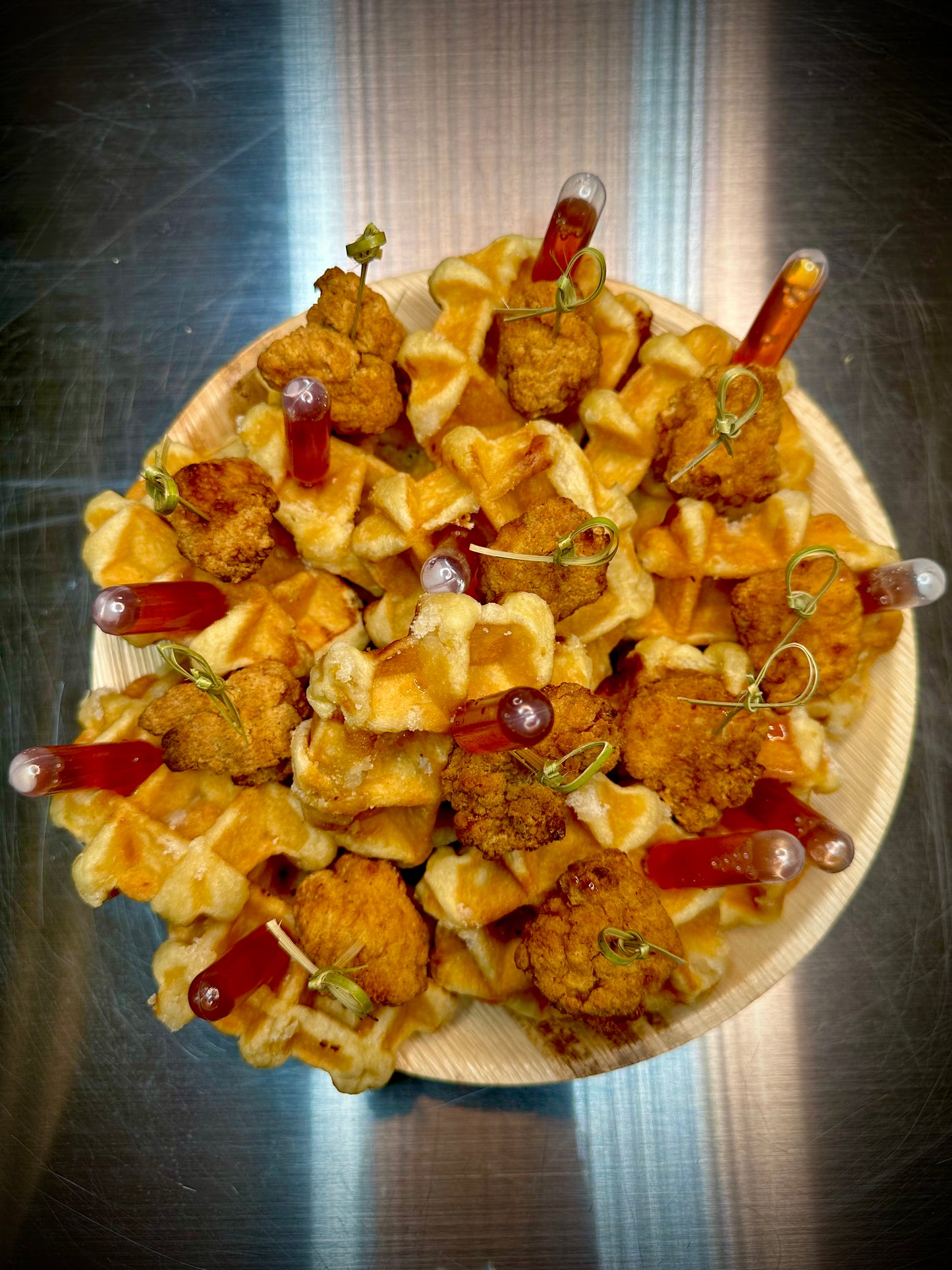Petite Chicken & Waffles Skewers