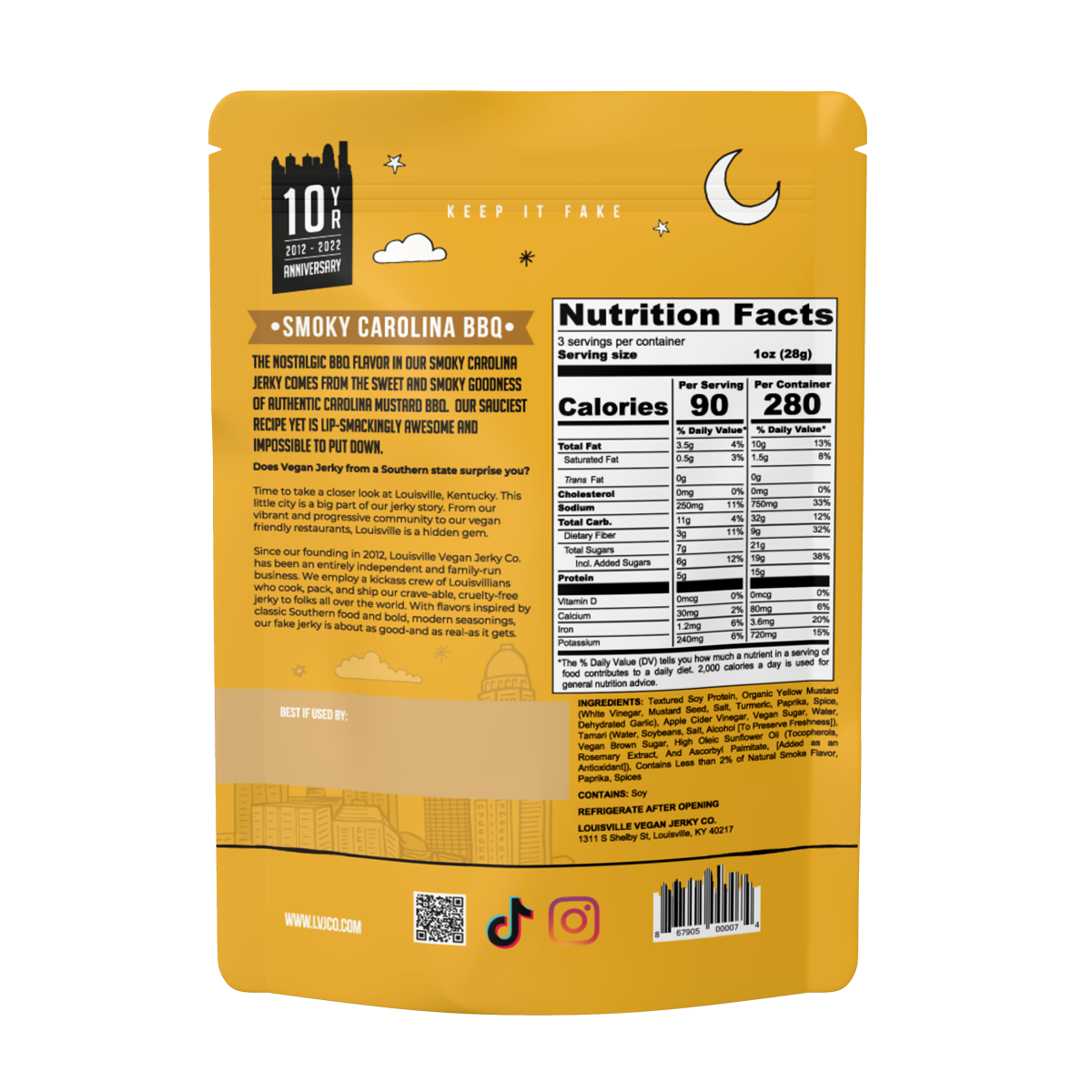 Vegan & Plant Based Smoky Carolina BBQ Jerky 3 oz