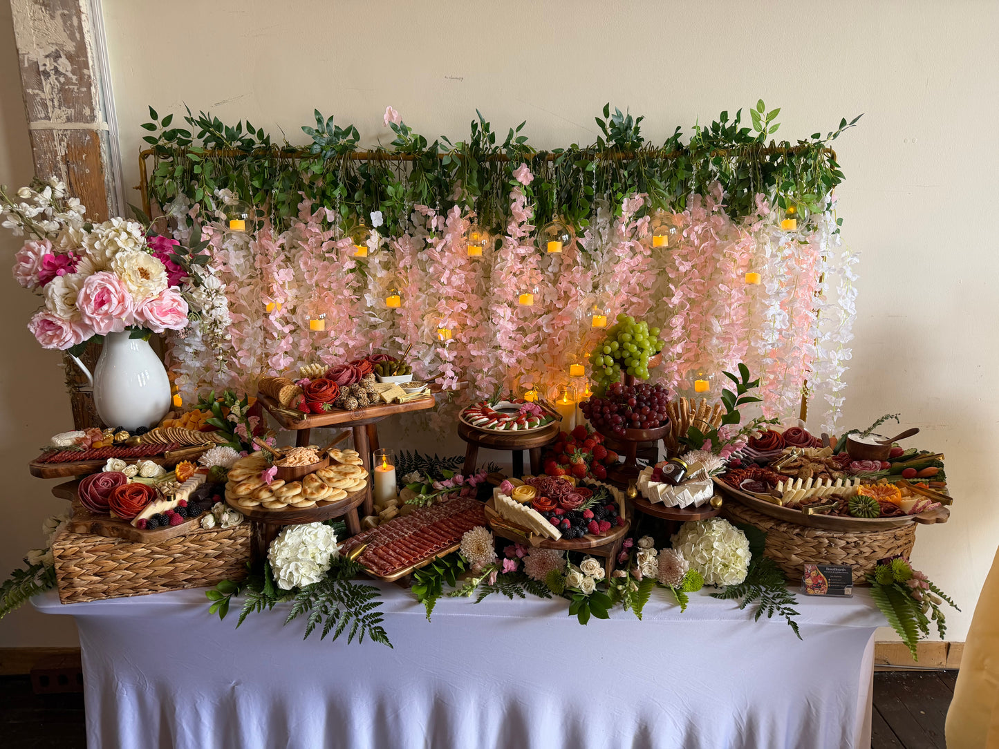Luxury Tabletop Backdrop Rentals, Floral and Crystal Globe Candles